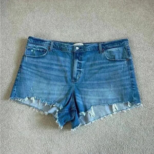 New Abercrombie and Fitch the 90s relaxed cutoff short high rise blue shorts